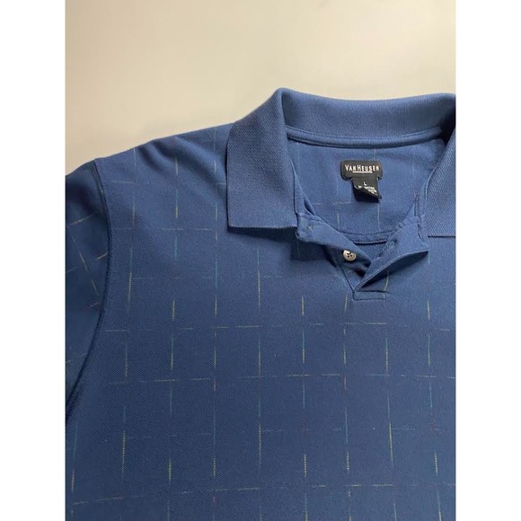 Van Heusen Polo Shirt Short Sleeve Plaid Shirt Classic Fit Size Large - Picture 3 of 7